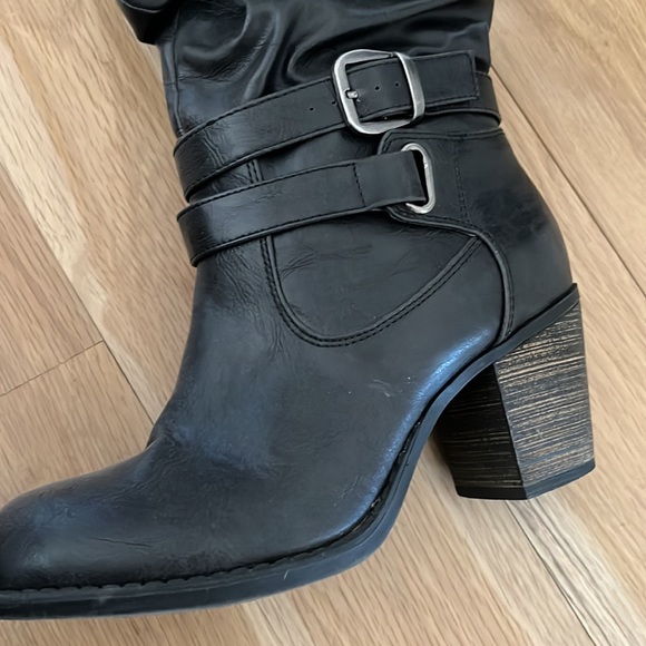 Like New DIBA black knee high boots with buckle - Picture 2 of 8